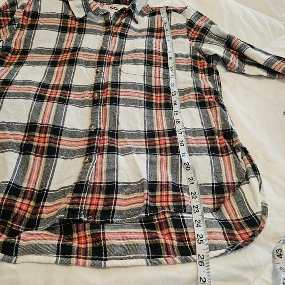 SO womens sz small long sleeve plaid button-up  100% cotton shirt - Picture 4 of 8